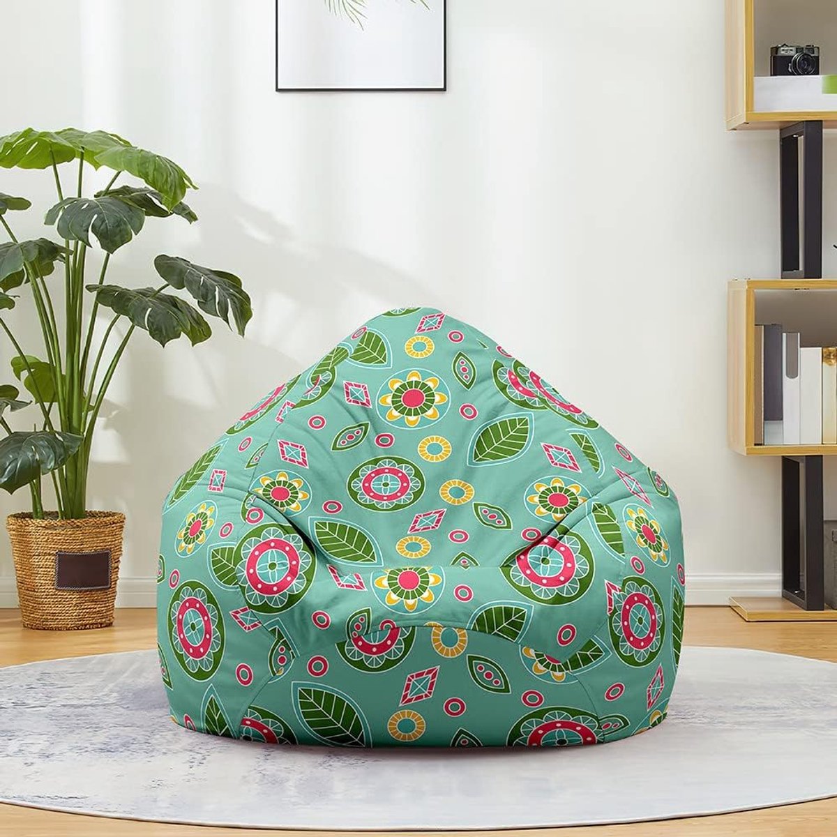 Zitzakhoes Zonder Vulling - Luie Stoelhoes - Speelgoed Opbergen - Wasbare Katoen Linnen - 70 x 80 cm - Groen