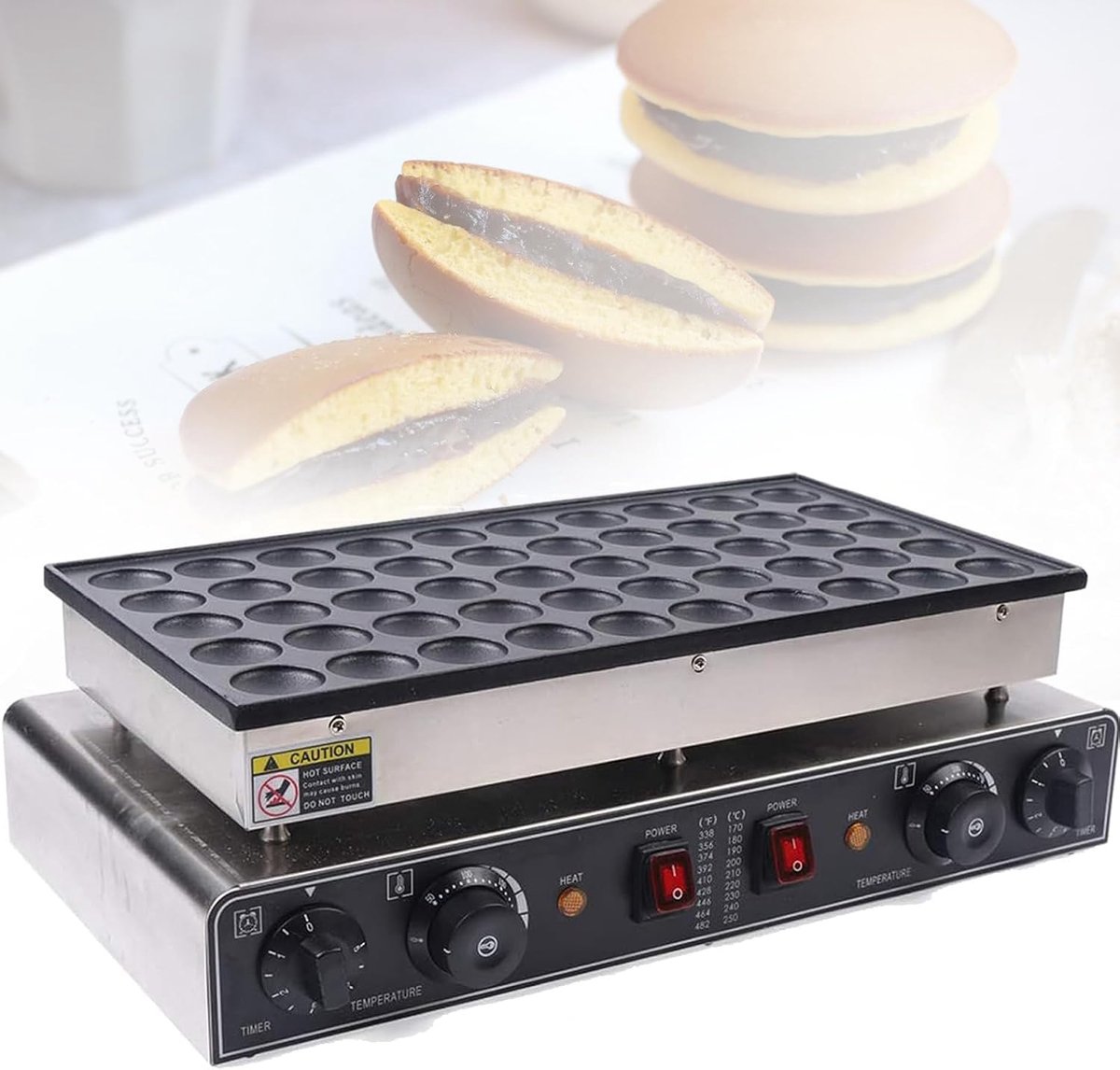 Pannenkoekenbakker - Mini poffertjes grill - Kleine snacks maken - Anti-aanbaklaag - 50 gaten - Zilver