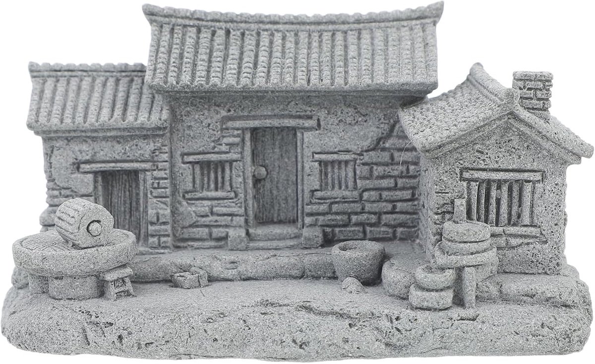 Miniature Chinese Huis - Architectuur Model - Miniatuur Tuin - Realistische Details - 9.5 x 6.4 x 5.5 cm - Grijs