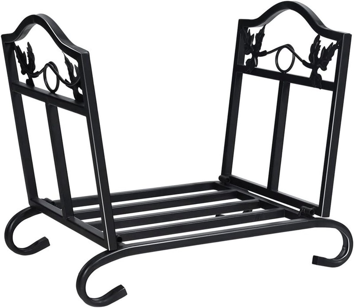 Haardhout Opslag - Houtmand - Open Haard - Stabiel Metalen Frame - 44 x 32 x 37 cm - Zwart