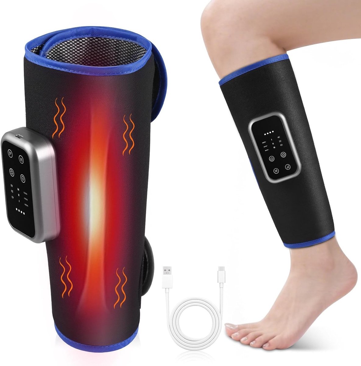 Draadloos Beenmassageapparaat - Textiel - Elektrische Warmtemassage - 3 Intensiteitsniveaus - Voor Spierontspanning