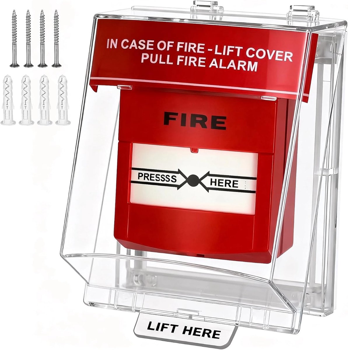 Alarm Schakelaar Beschermer - Noodoproep Cover - Veiligheid Verhoging - Stof en Waterdicht - 21.5 x 13.5 cm - Rood Transparant