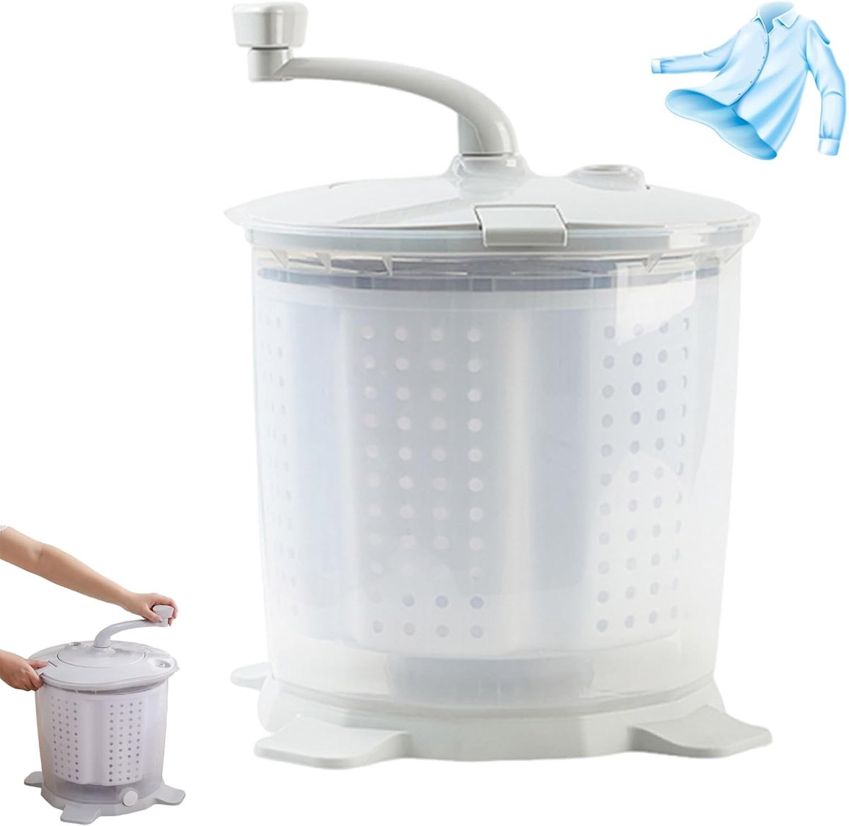 Draagbare Mini Wasmachine Handmatige Centrifuge Snel Kleding Wassen Energievrij Ontwerp Compact Formaat Wit