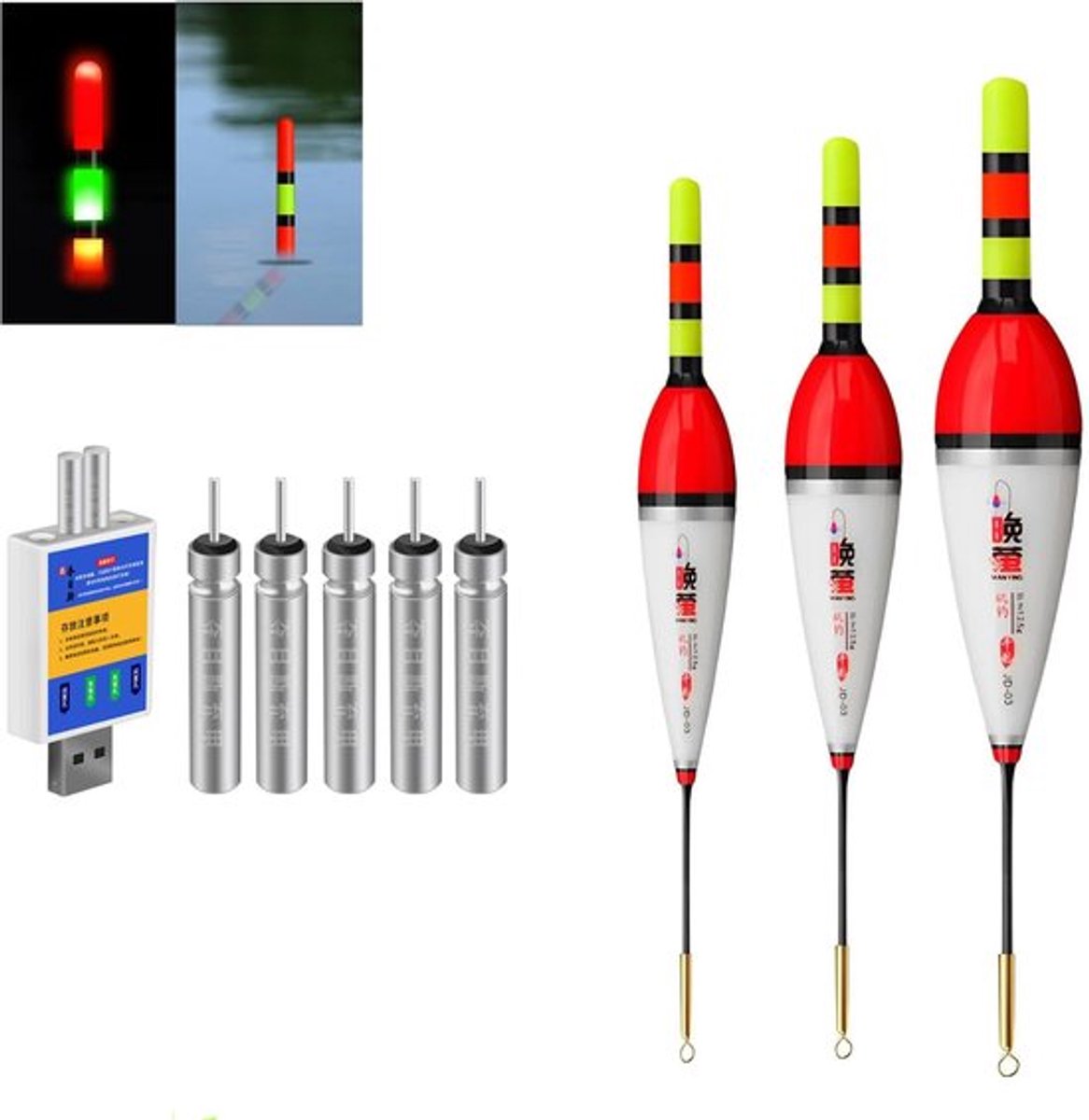 OmGoods - Dailygoody - LED vlotter - Nachtvissen - Slim met zwaartekrachtssensor
