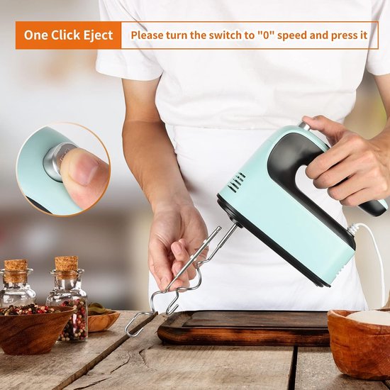 Handmixer - Elektrische mixer - Taarten bakken - 5 snelheden instelbaar - 1kg - Wit — afbeelding 5
