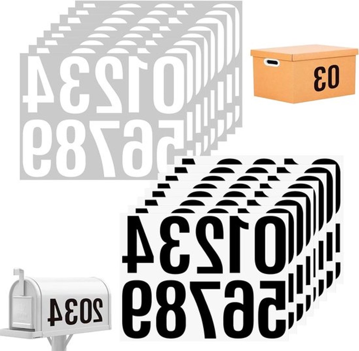Inovra Plus - Set van 16 - Grote Nummerstickers voor Buiten