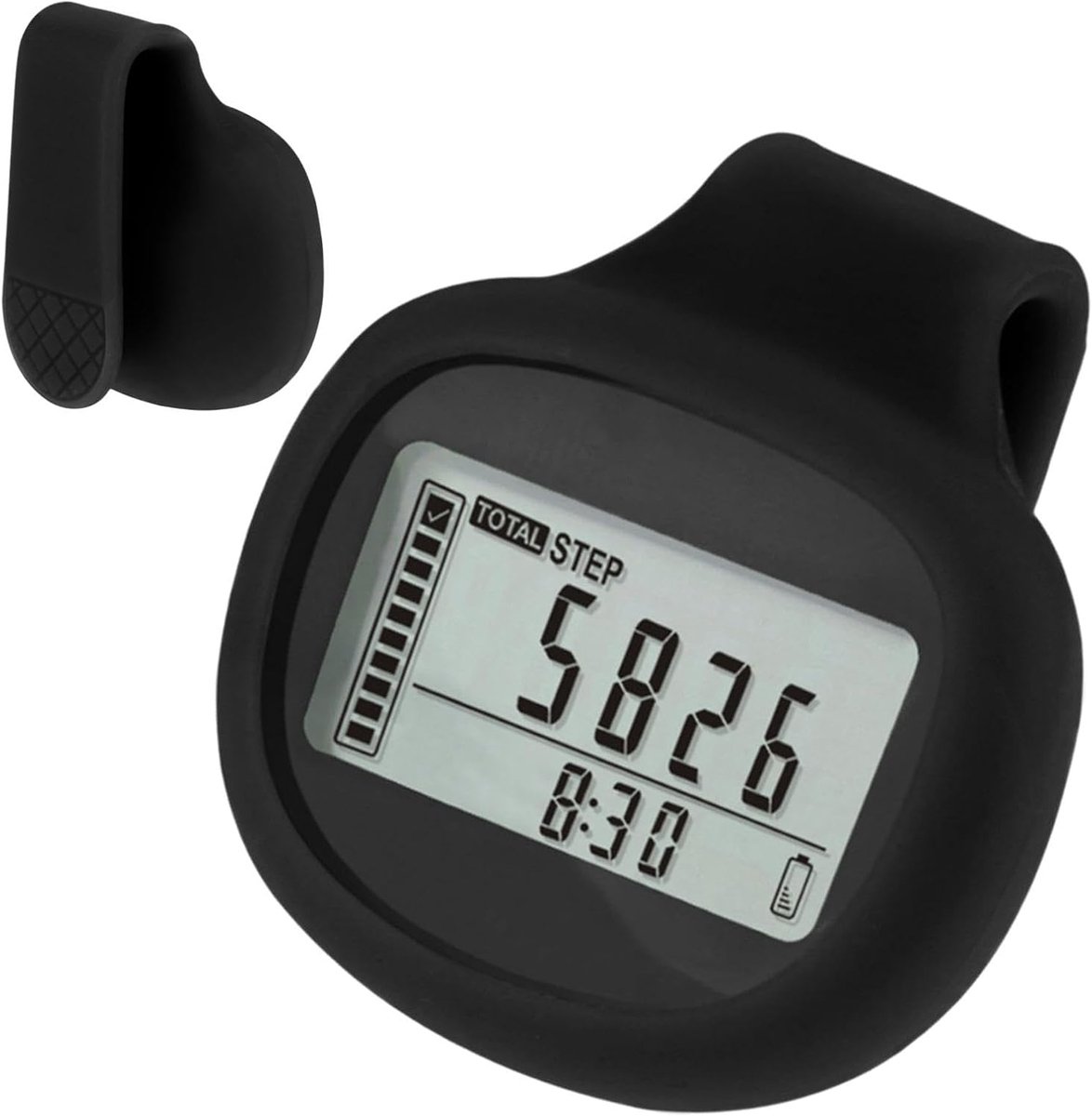 Stappenteller Clip-on - Kilometerteller Wandelmeter - Activiteit Bijhouden - Nauwkeurige Stapcorrectie - 48x46x20mm - Zwart