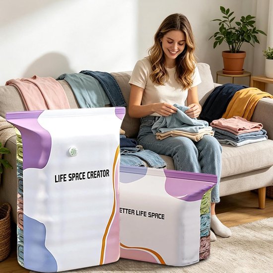 Vacuüm Opbergzakken - Luchtdichte Zakken Ruimtebespaarder - Kleding Opslaan - Zonder Pomp Compressie - 3 stuks - Niet gespecificeerd — afbeelding 3