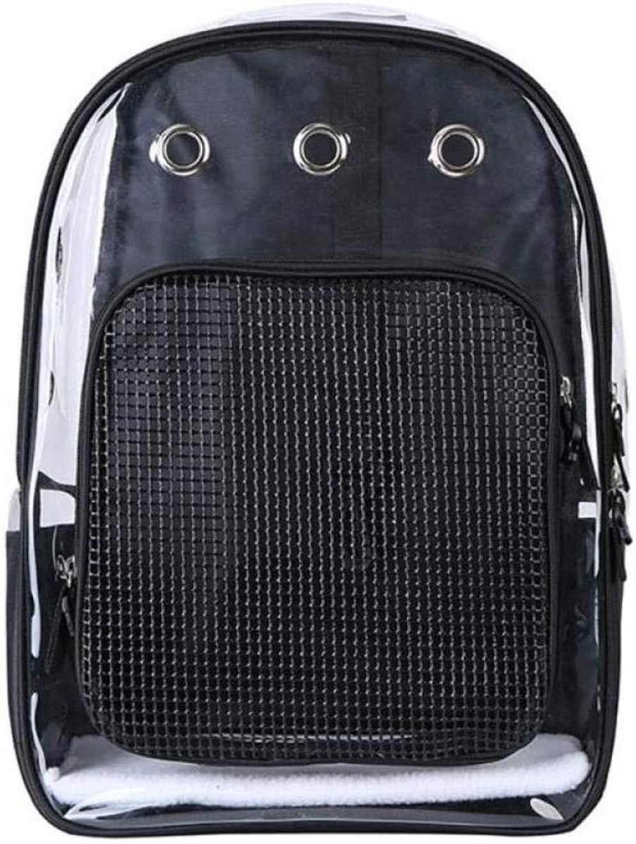 Huisdier Rugzak - Transparante Drager - Outdoor Reizen - Ademend Ontwerp - 45 cm Hoog - Zwart