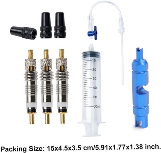 Tubeless Sealant Injector - Fietsband Reparatie Kit - Tubeless Banden Vullen - Directe Injectie Zonder Verstopping - 60mL - Blauw — afbeelding 5