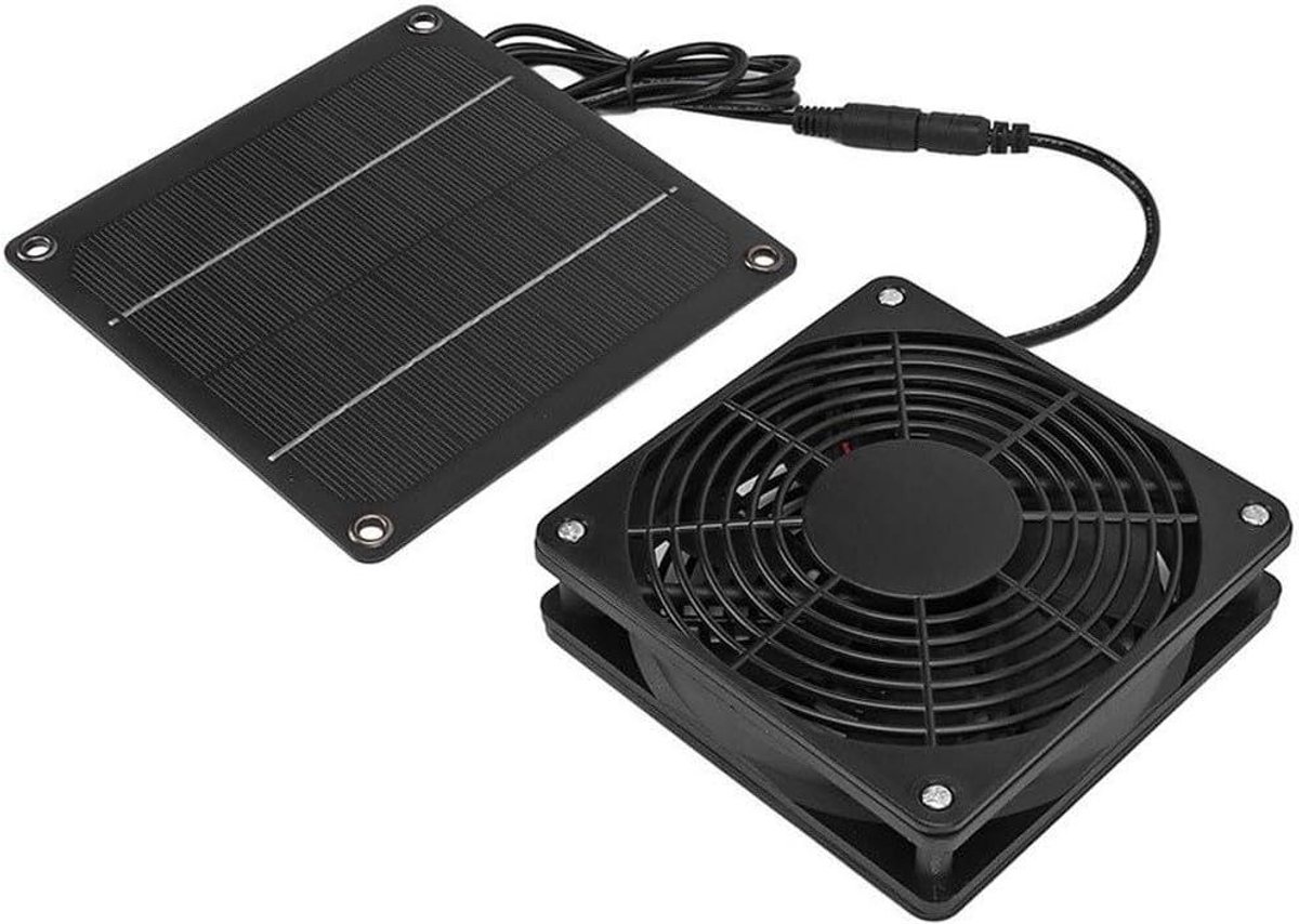 Zonnepaneel Ventilator Kit - Koelsysteem Kip - Ruimte Ventileren - Dubbele Ventilator - 5W - Zwart