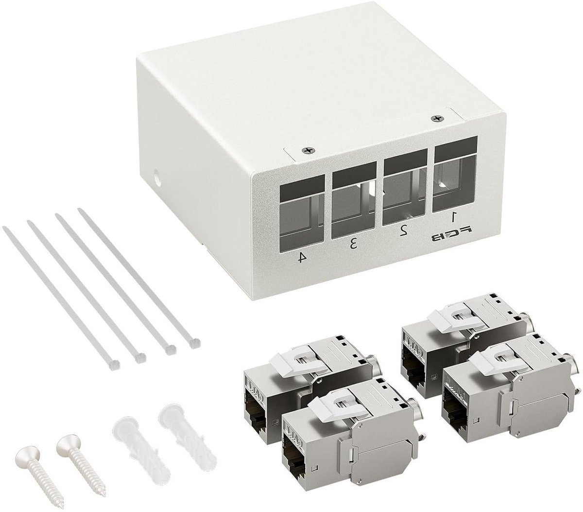 Patchpaneel Netwerk - Verdelerveld LAN - Netwerk Installatie - 10 Gbps Snelheid - 4 Poorten - Lichtgrijs