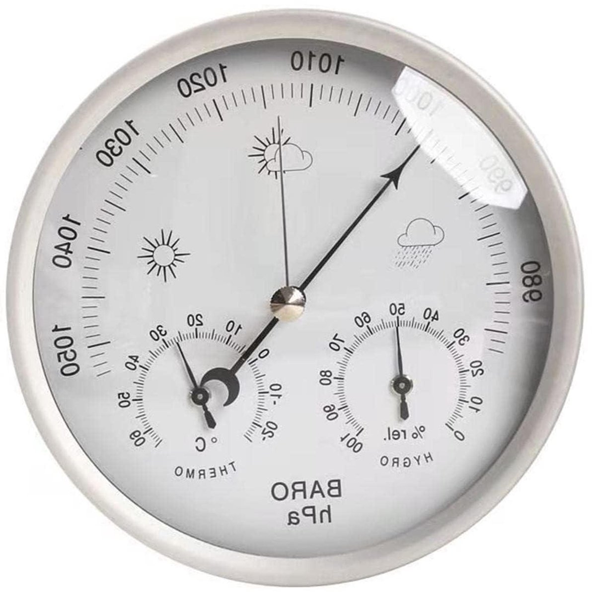 Weerstation Instrument - Barometer Thermometer - Weersvoorspelling Thuis - 3-in-1 Functie - 5 Inch - Zilver