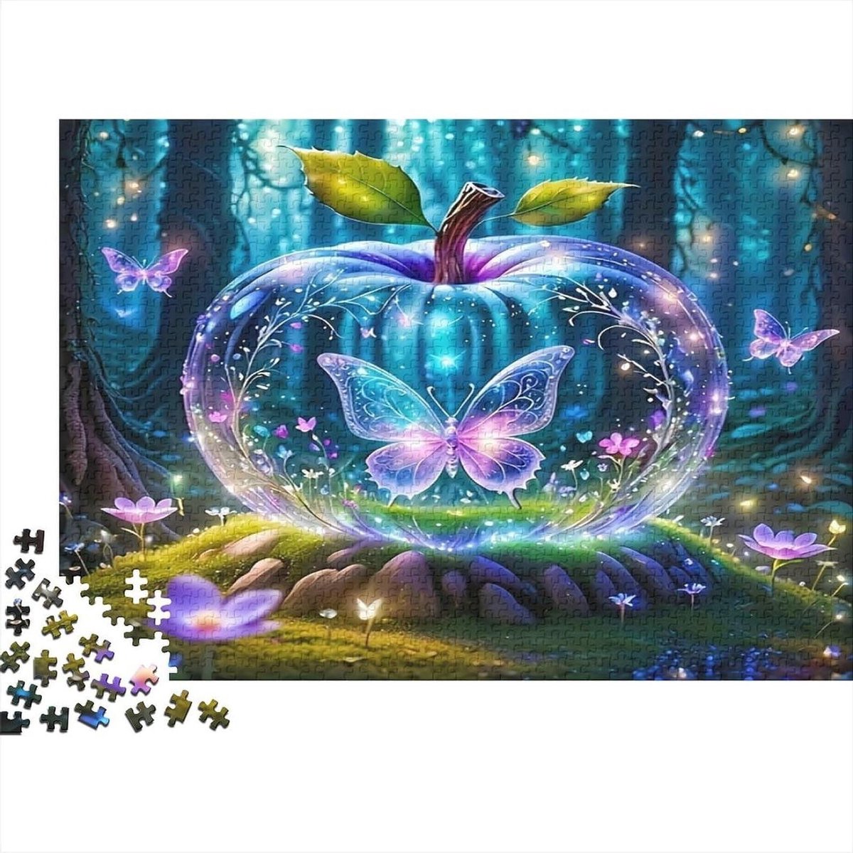 Kristallen Bal Puzzel - Magische Vlinder - Ontspanning en Decoratie - 1000 Stukjes - 52 x 38 cm - Fantasie Nacht