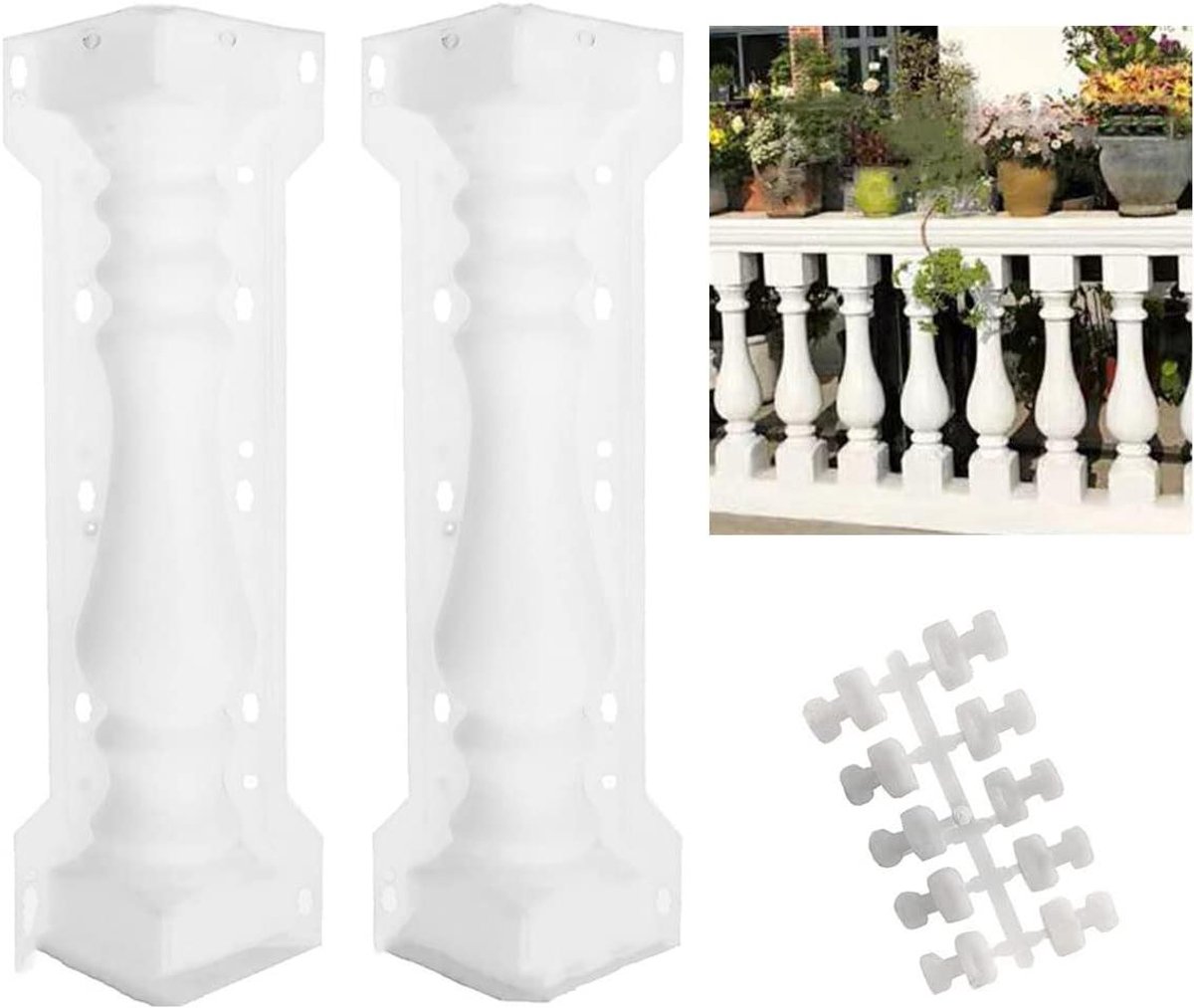 Betonmal Romeinse kolom - Balkonhek mal - Terras decoreren - Herbruikbaar ABS materiaal - 70 cm hoog - Wit