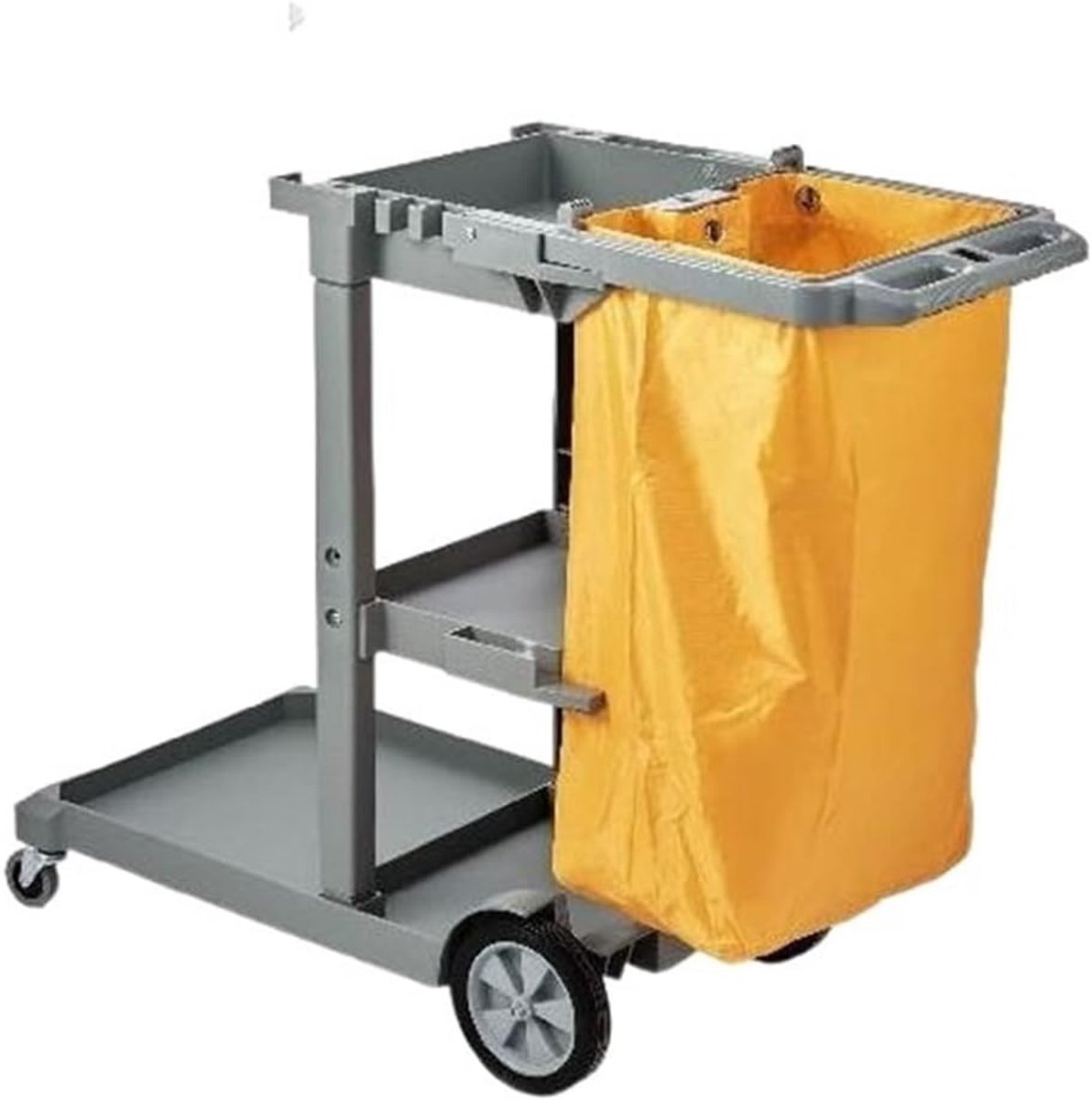 Schoonmaakwagen met 3 schappen - Huishoudwagen op wielen - Efficiënt schoonmaken - Stabiel PP materiaal - 98 cm hoog