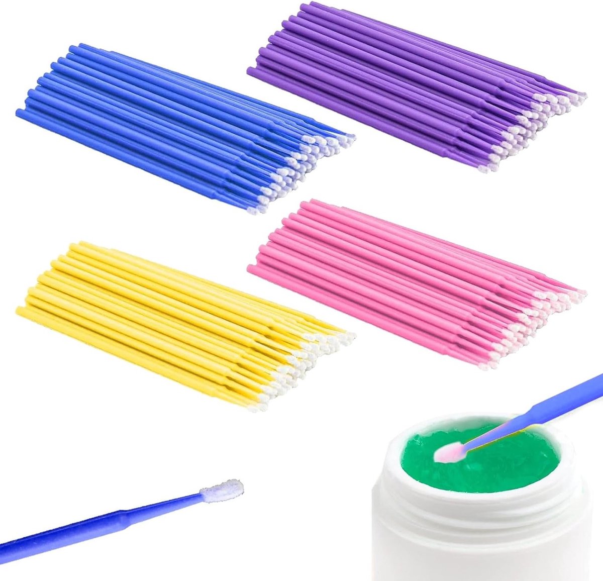 Set van 400 Wimperborstels, Wimperkam, Silicone Wimperborstel en Micro Applicator voor Make-up, Wimperextensions en Tandheelkunde