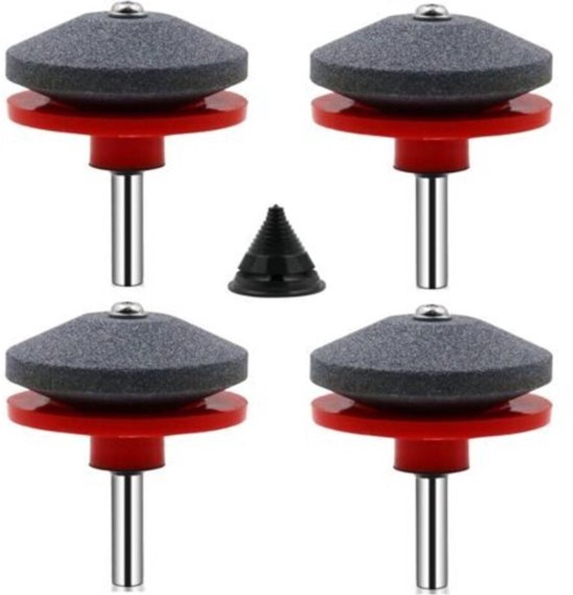 4-delige universele messenslijpset geschikt voor grasmaaiers, accessoire geschikt voor het slijpen van grasmaaiermessen geschikt voor 1 messenbalanceerset, formaat 50 x 47 mm.