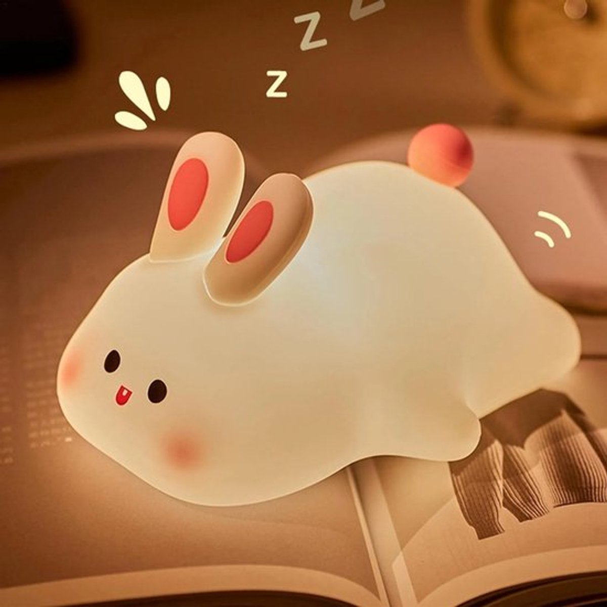 Siliconen konijnenlamp, schattig cartoon konijnennachtlampje, aanraaklampje, LED-nachtlampje, USB-oplaadbaar nachtlampje met timer, dimbaar in 7 kleuren.