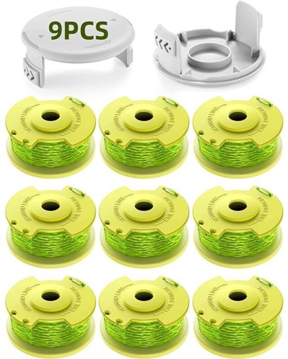 11-rollen grasmaaierkabel, geschikt geschikt voor Ryobi 18V, 24V en 40V grasmaaiers, AC80RL3 grasmaaier vervangingskabel (9 spoelen, 2 doppen).