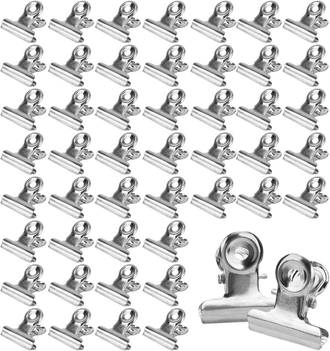60 Stuks Kleine Bulldog Paperclips voor Foto's, Tekeningen, Ambachten en Kantoorwerkzaamheden - Metaal, 22mm, Zilver