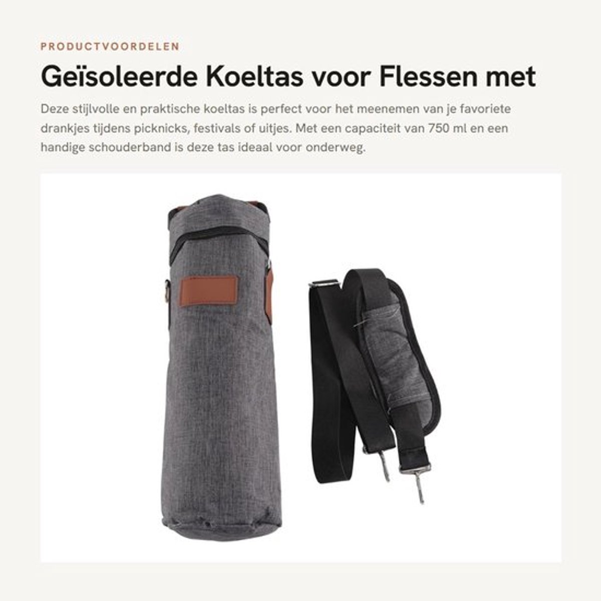 Koeltas 750 ml - Geïsoleerde Flessentas - Draagbare Flessendrager - Waterdicht - Slijtvast - Hoogwaardige Isolatie