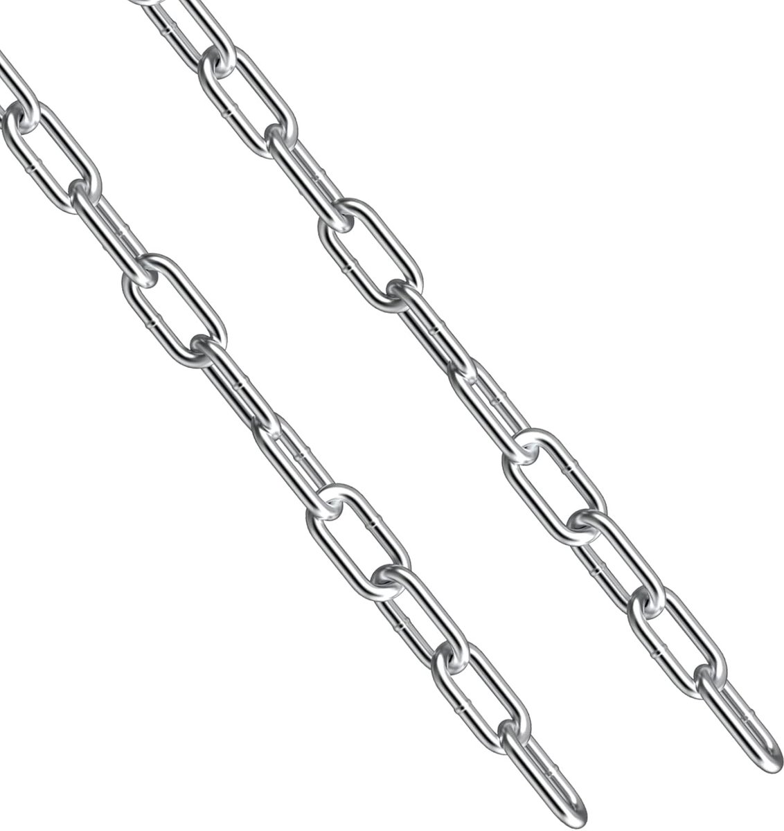 SnelShoppen - Chain Link Beveiligingsketting 3/16" x 2Ft RVS 304 - 2-Pack Zware Metalen Kettingen voor Hangende Planten, Fietsen, Scooters, Trailers,