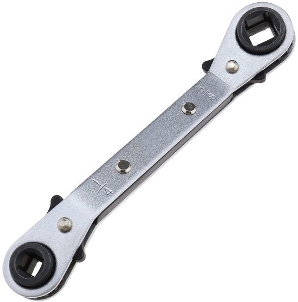 Ratelsleutel 4-in-1 - Omkeerbare Moersleutel - HVAC Onderhoudsleutel - Stalen Constructie - Totale Lengte 138 mm - Gewicht 94 g