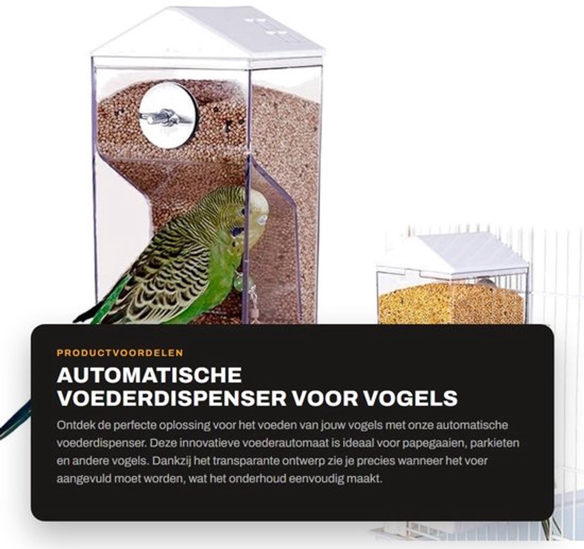 Voederdispenser Automatisch - Vogelvoederdispenser - Voederautomaat - Voedselcontainer - Transparant - Eenvoudig te reinigen - Vogelvoederautomaat