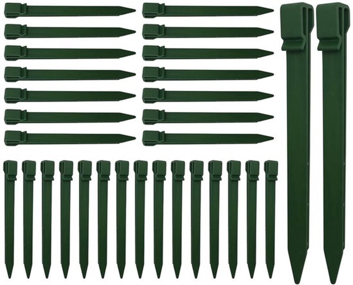 Ankerstokken 24 cm - 22 Stuks - Robuuste Kunststof - Haringen met Haken - Voor Zachte Vloeren - Gazonrand