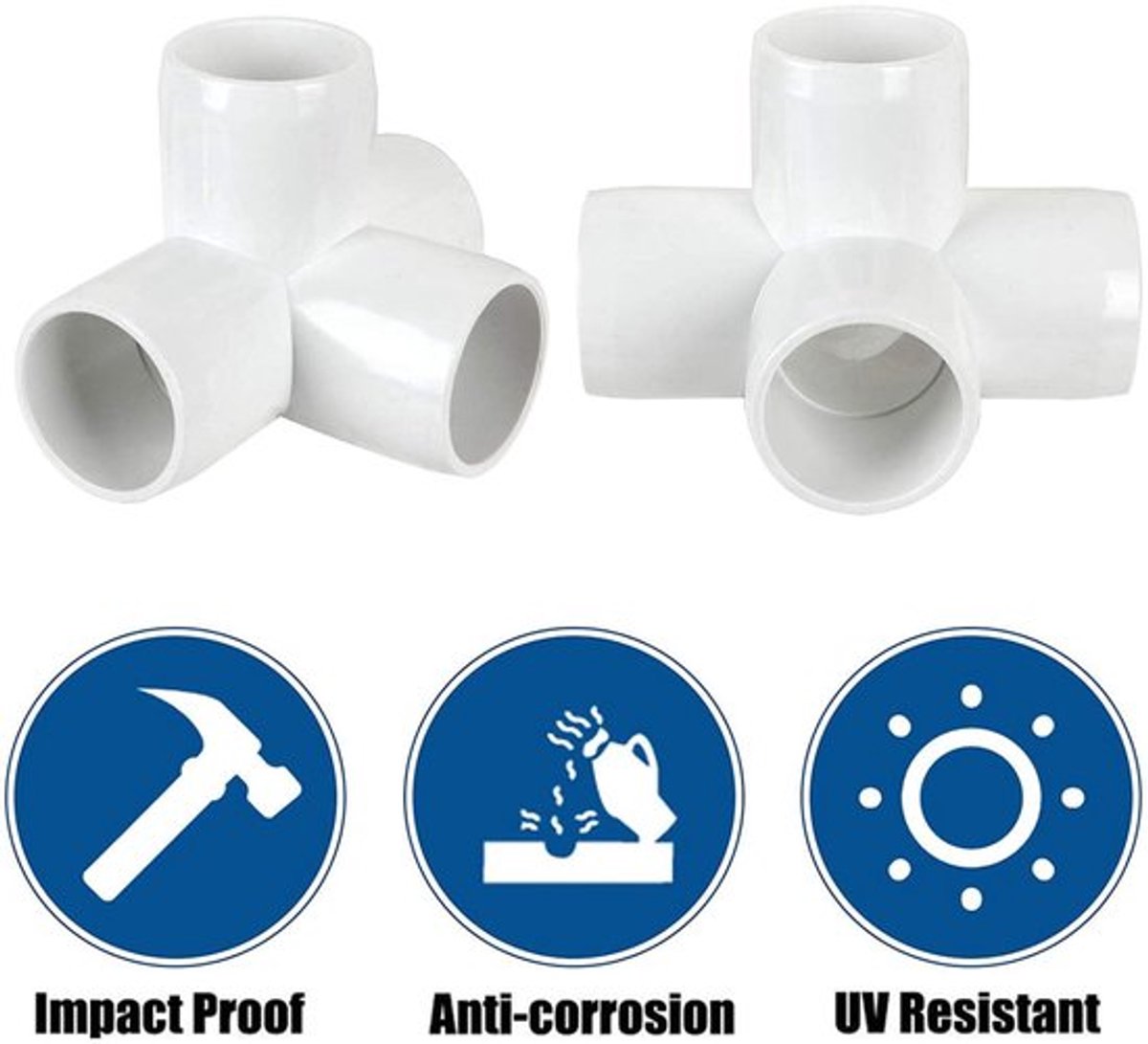 PVC Fitting 4-weg - 10 Stuks - 25 mm Binnendiameter - Duurzaam PVC - Voor Meubelaansluiting - Stevige Verbinding - Pvc Buisfitting