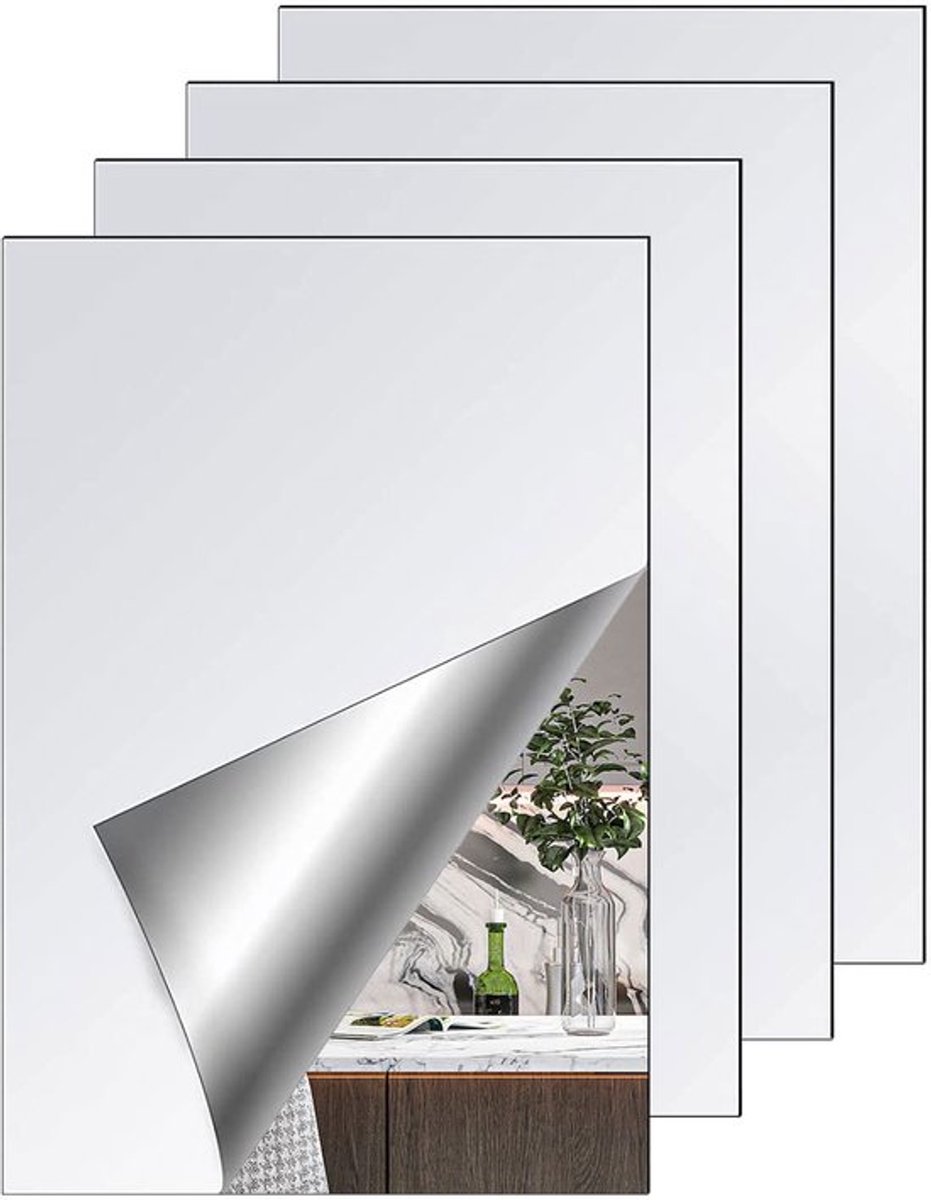 Wandspiegel 4 stuks - Decoratieve Spiegels - Zelfklevende Acryl - 30 x 20 cm - Veiligheids
