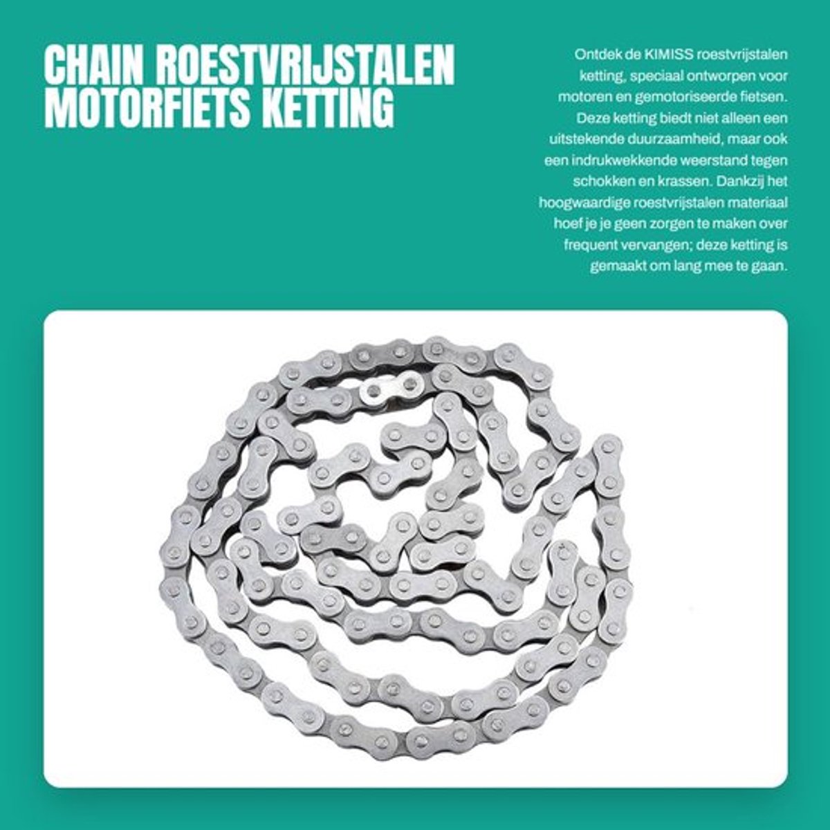 Schakelketting Roestvrij Staal - Ketting Heren - Ketting Dames - Schakelketting Zilver - Hoge Nauwkeurigheid - Duurzaam en Betrouwbaar - Motorfiets Ketting