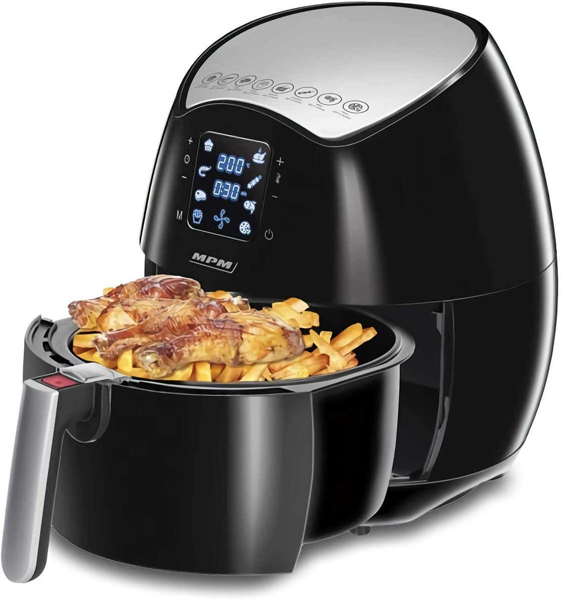 SnelShoppen - Luchtfriteuse 4,5L met Digitaal Display, Olievrij Koken, 1500W Airfryer met 8 Vooraf Ingestelde Modi, Tijd- en Temperatuur Timer, BPA-vr