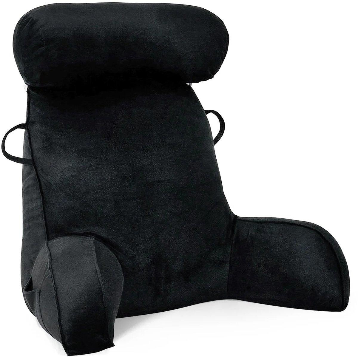 M-Goods – XXL Leeskussen met Armen – Ergonomisch Rugkussen voor Bed & Bank – Hoofd- en Neksteun – Zacht Loungekussen voor Lezen, Gamen & TV Kijken – Zwart