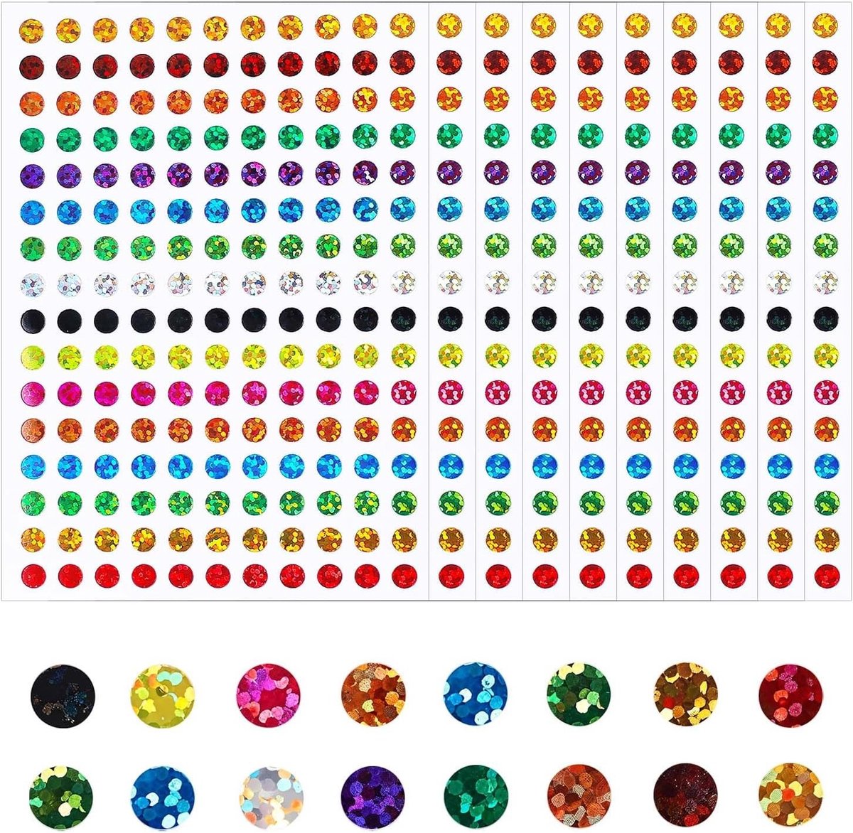 Kleurige zelfklevende stippenstickers, kleine ronde labels in 16 kleuren voor kantoor en klaslokaal, ideaal voor codering en organisatie