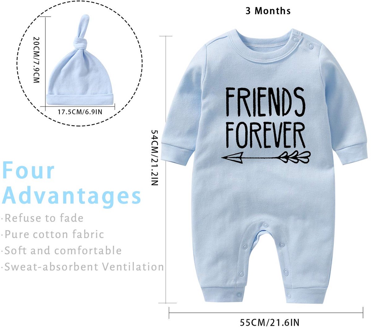 SnelShoppen - Culbutomind Rompertje voor Tweelingen, Grappige Baby Kleding voor Jongens en Meisjes, Blauw, 9-12 Maanden, Leuke Baby Cadeaus voor Geboo