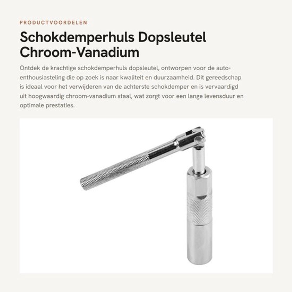 Schokdemperhuls - Dopsleutel Achter - Chroom-vanadium-staal - Antislip Handgreep - Robuust en Duurzaam - 100 mm Fitting Lengte