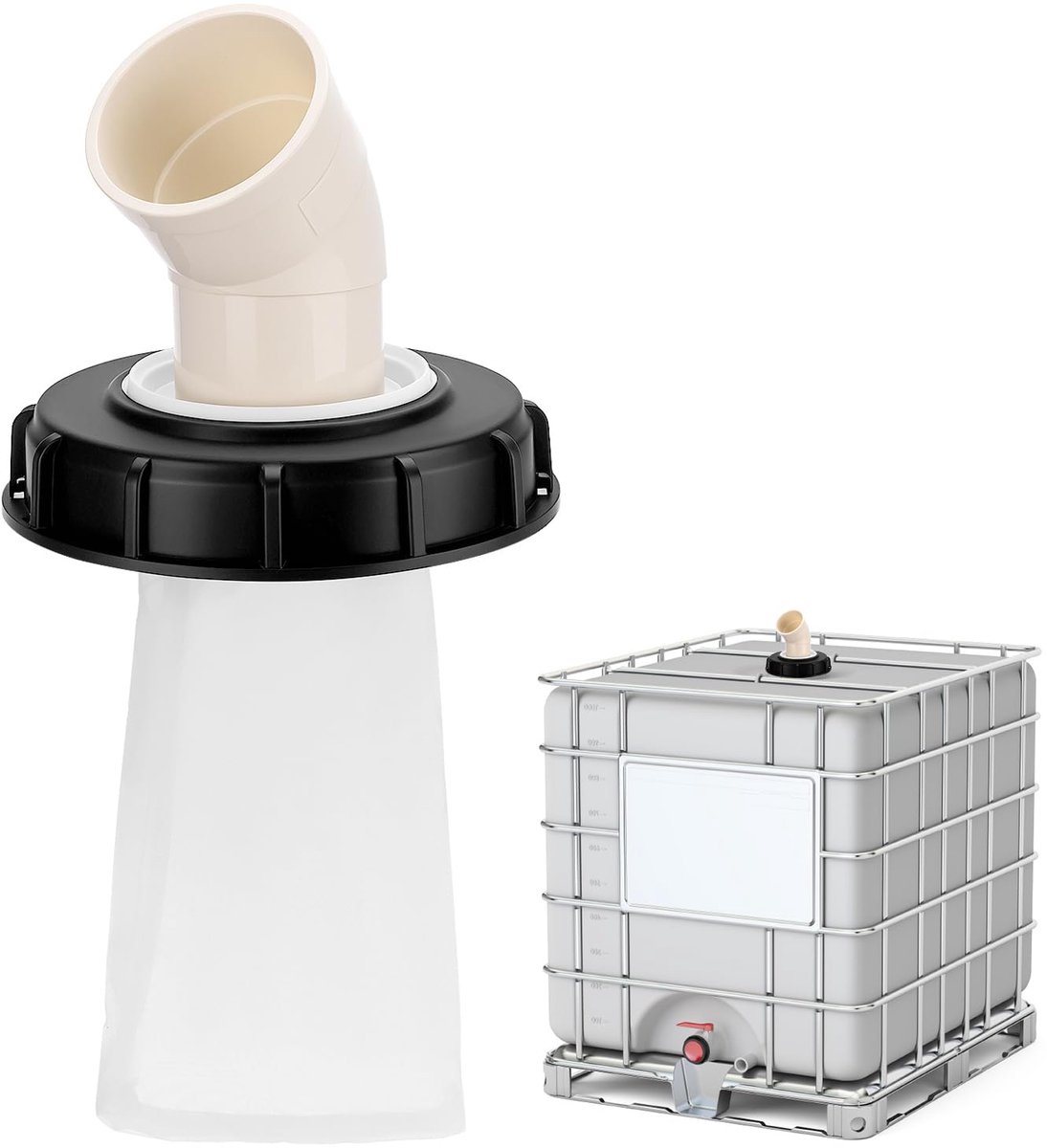 SnelShoppen - IBC Lid Filter 45° 163 mm - Nylon Regenwaterfilter voor IBC Regenwatertank DN 150 - Duurzaam en Betrouwbaar - IBC Tank Accessoires