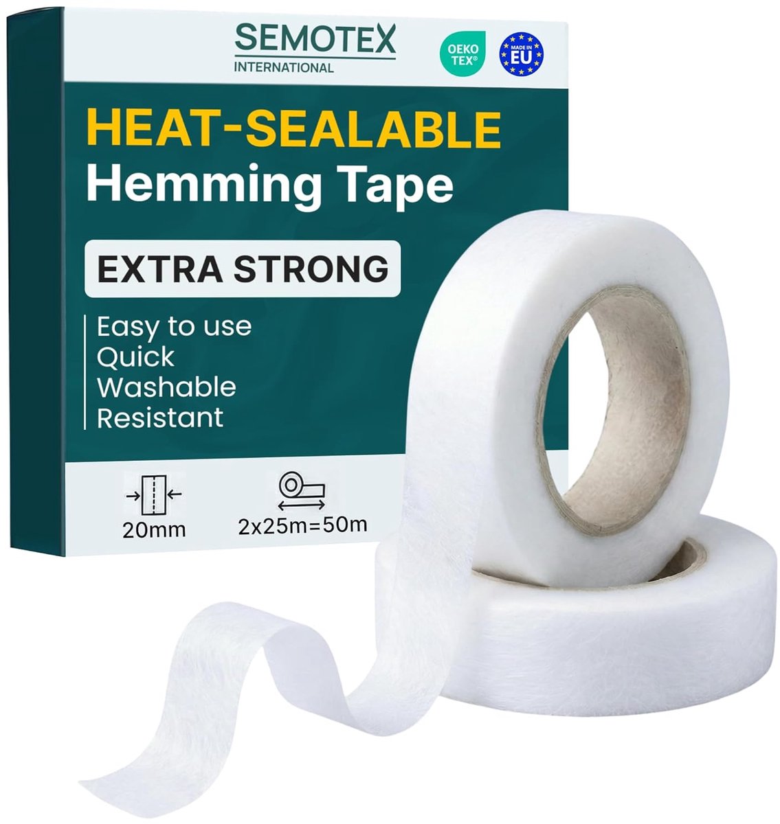 Thijox - Hemming Tape EXTRA STRONG - 50 Meters x 20 mm - Wasbaar tot 60°C - Wonder web - Strijk Hem Tape voor Broeken, Gordijnen, Jurken - Geen Naaien