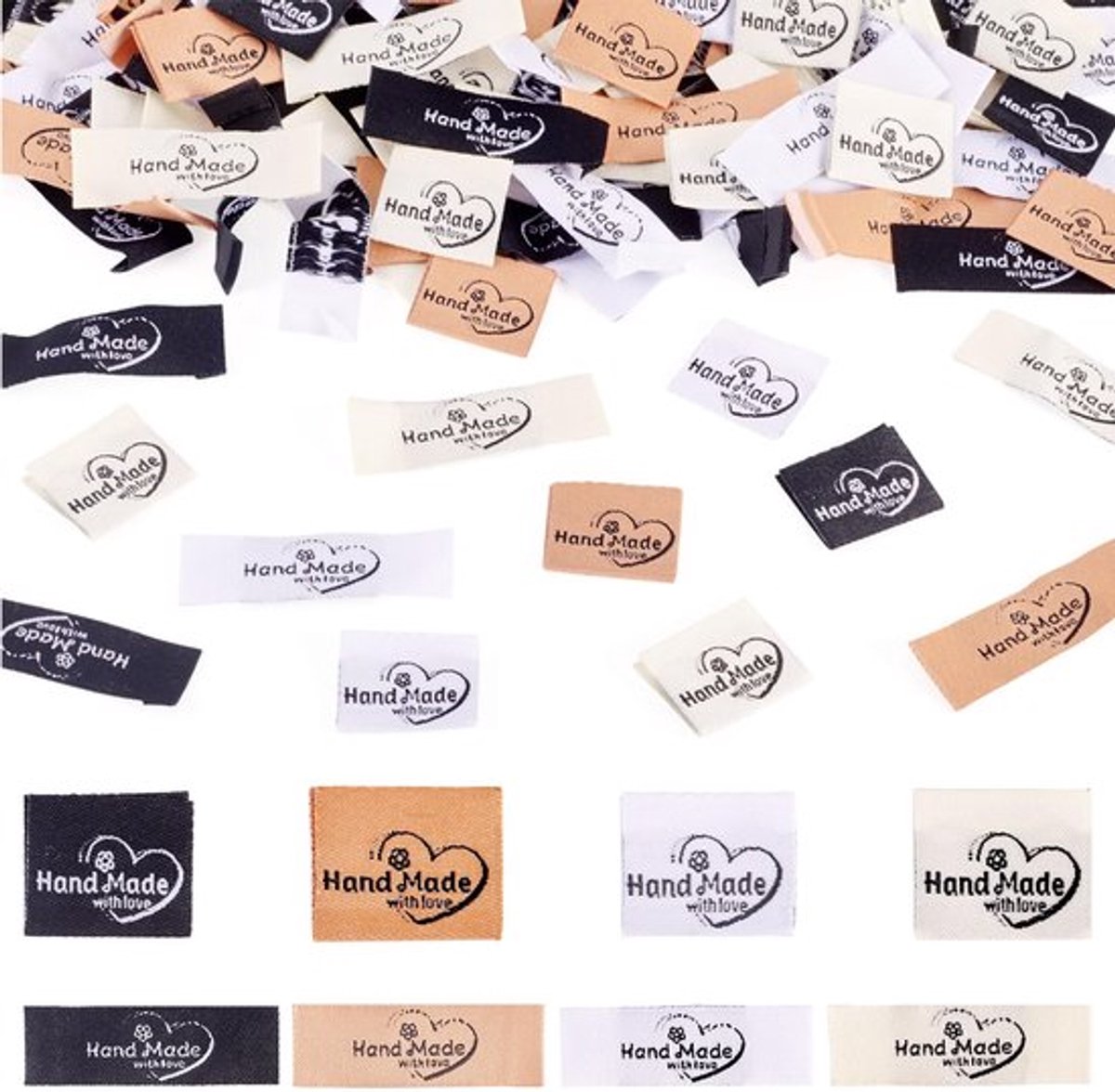 Etiketten 160 Stuks - Handgemaakte Naai-Labels - Stof Tags - Kleding Labels - Diverse Stijlen - Hoogwaardig Materiaal - Naailabels