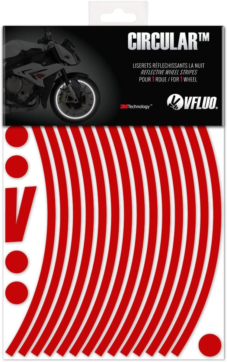 Motorfiets Velgstrepen Kit 7 mm - Ruby Rood - Eenvoudig te installeren - Voor wielen van 15" tot 19" - m-winkel