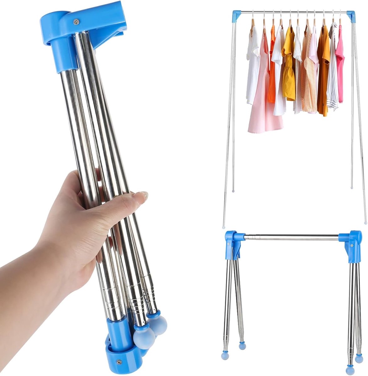 SnelShoppen - Draagbaar droogrek opvouwbaar 33-71,1 cm voor thuis, camping, reizen en outdoor, inklapbaar kledingrek voor wasgoed, lichtgewicht en pra