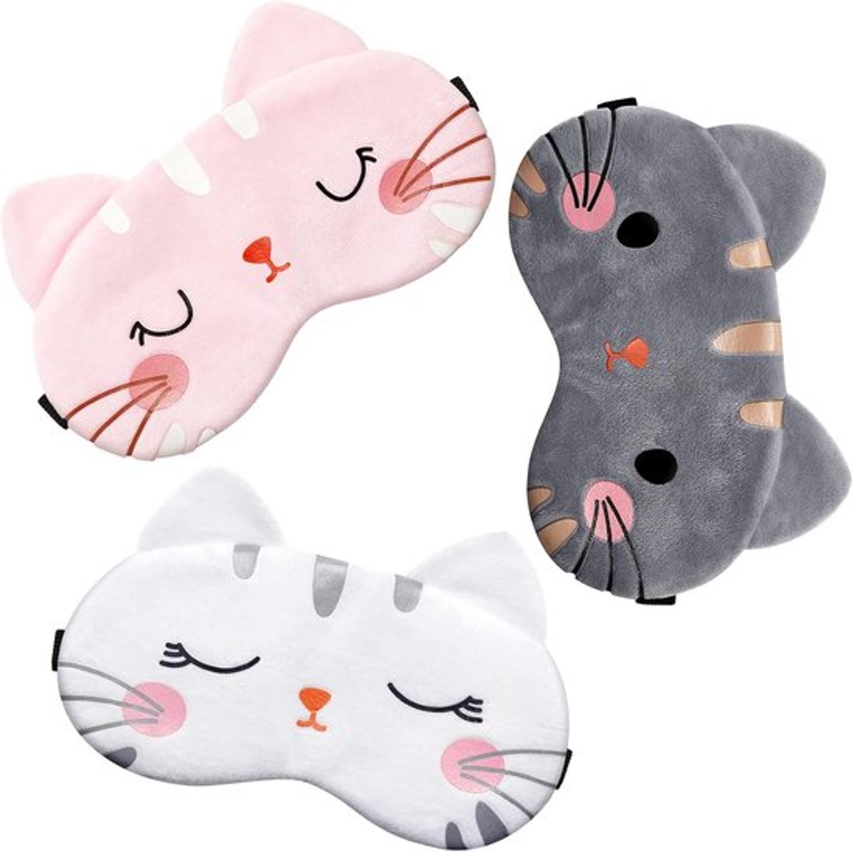 Schattige slaapmaskers (6-pack) - Cartoon hondengezichtsmaskers, leuke slaapmaskers met katten, zacht en lichtgewicht, geschikt voor jongens en meisjes (katten, honden, vossen)