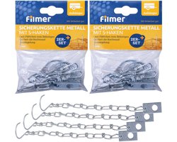 4x Veiligheidsketting 24cm met haak + plaat zijwandsluiting ketting autoaanhanger