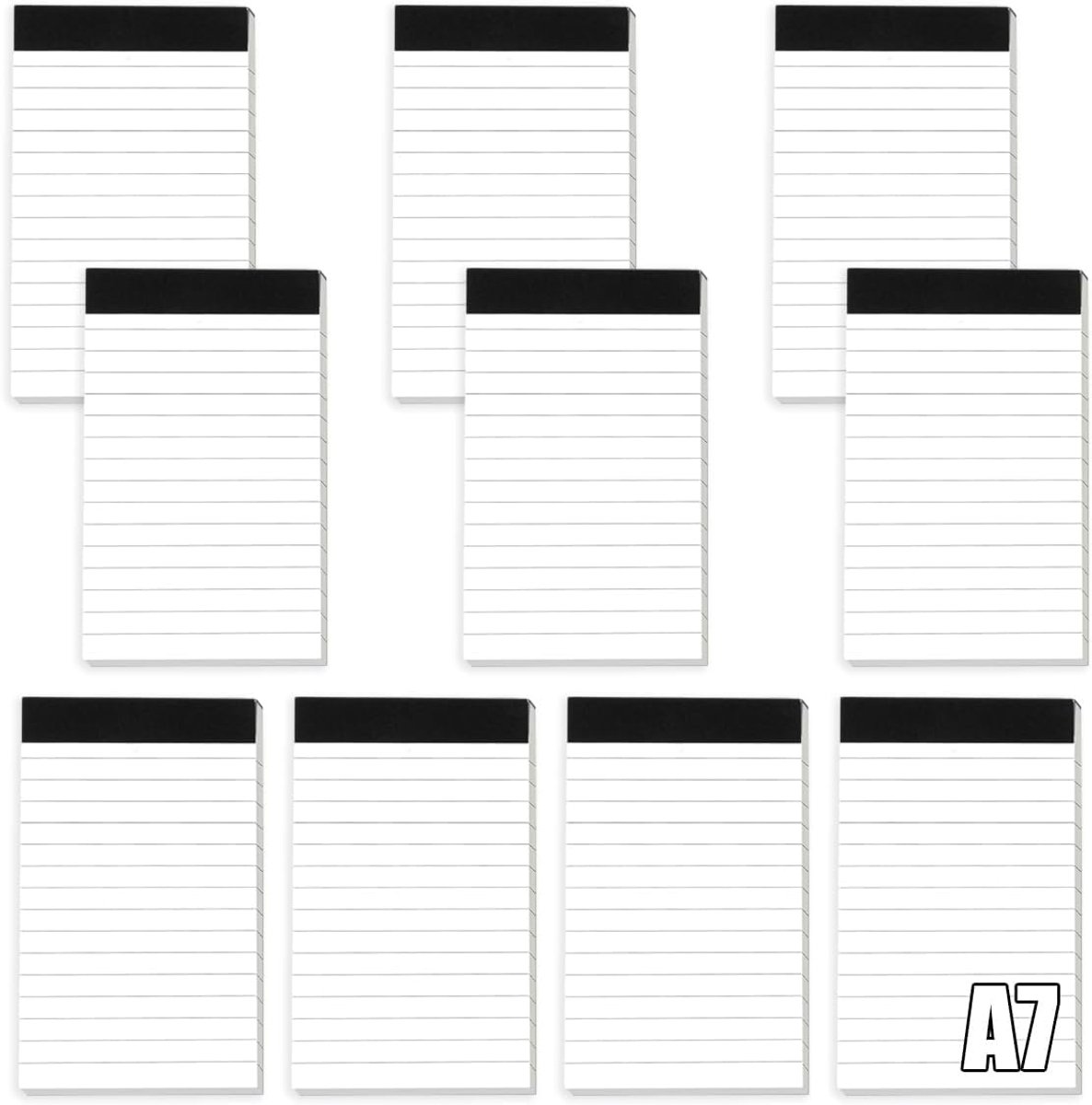 A7 notepad set van 10 - gelijnd papier - mini formaat - ideaal voor studie - ShopVlot
