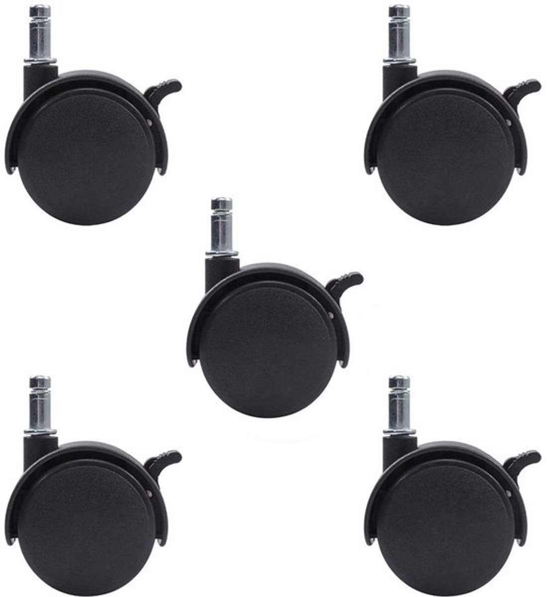 Nylon Rollers - Zwenkwielen met Rem - 50 mm Diameter - Duurzaam en slijtvast - Geschikt voor meubels - Set van 5