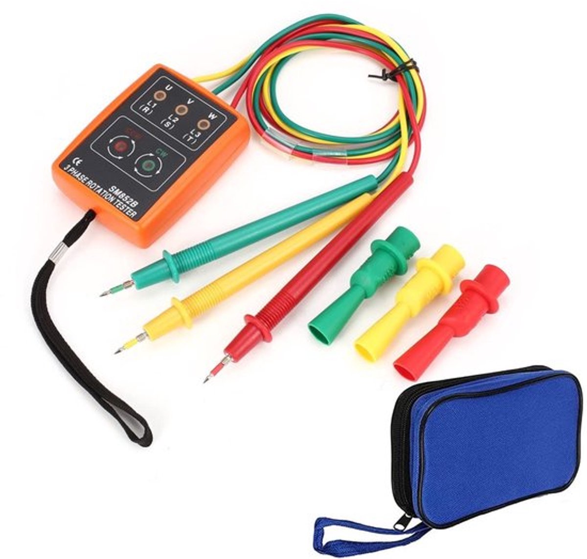 Draagbare faseroterende veldtester - Fasedetector - LED en zoemer - 3 motorrotatie-indicator - Testen van hoogspanningsapparatuur