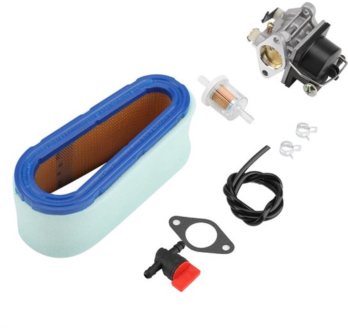 Carburateur Kit - Inclusief Brandstoffilter - Luchtfilter met Voorfilter - Afdichting - Brandstofleiding - Eenvoudige Installatie - Grasmaaier Carburateur