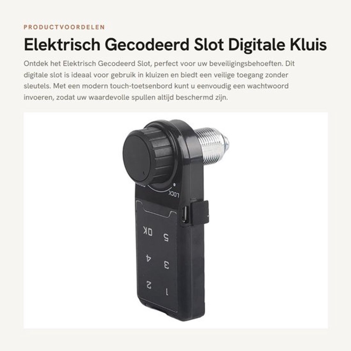 Elektrisch Gecodeerd Slot - Digitale Kluis - Veilig en Duurzaam - Inbouwmaat L=20 - Toetsenbord met Wachtwoord - Geschikt voor Kast